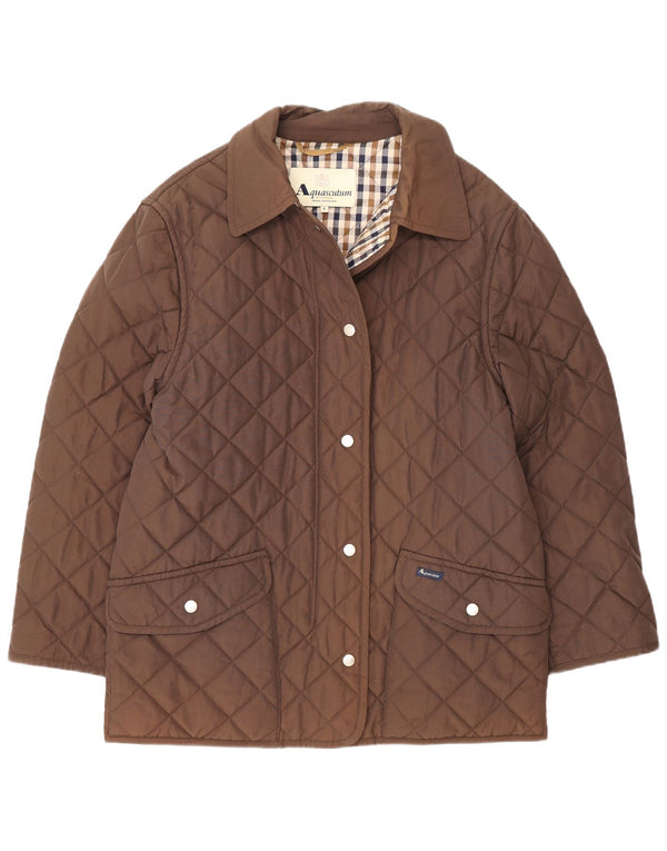 Aquascutum Veste matelassée pour femme UK 16 Large Marron Nylon