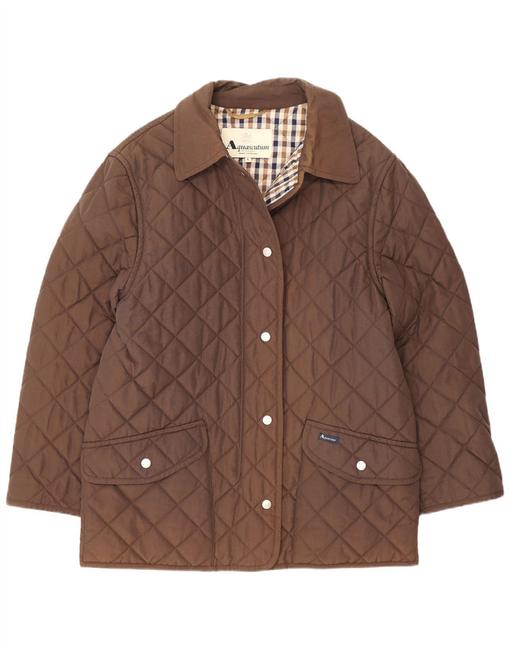 Aquascutum Veste matelassée pour femme UK 16 Large Marron Nylon