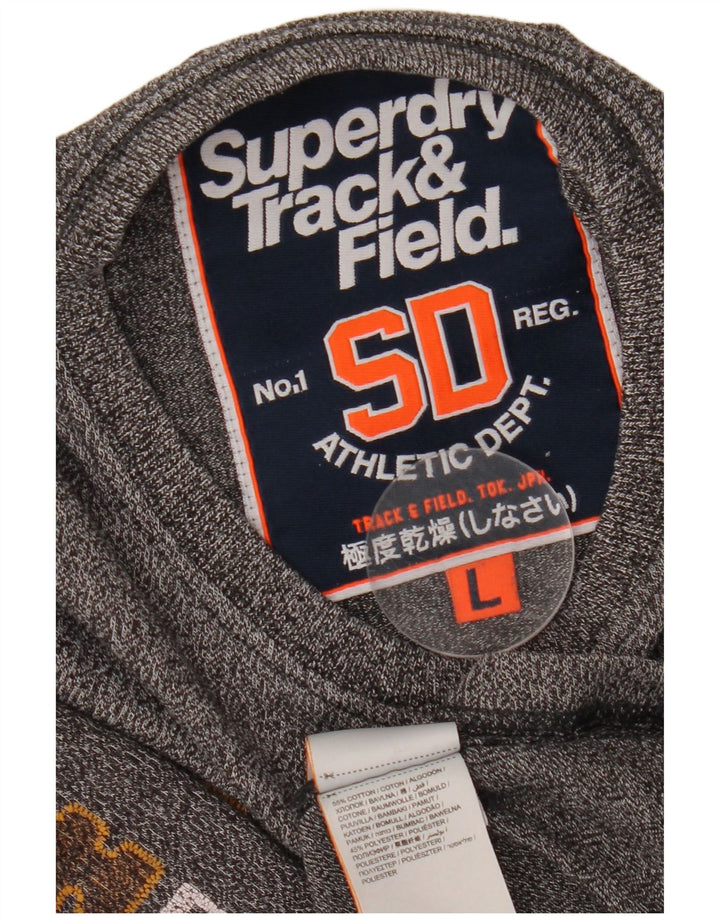 SUPERDRY Homme T-Shirt Graphique Haut Large Gris Moucheté Coton