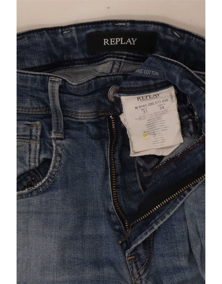 Replay Jean slim effet vieilli W31 L26 bleu coton pour homme