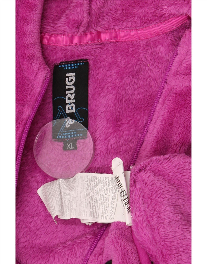 Brugi Veste polaire à capuche pour femme UK 18 XL Rose Polyester