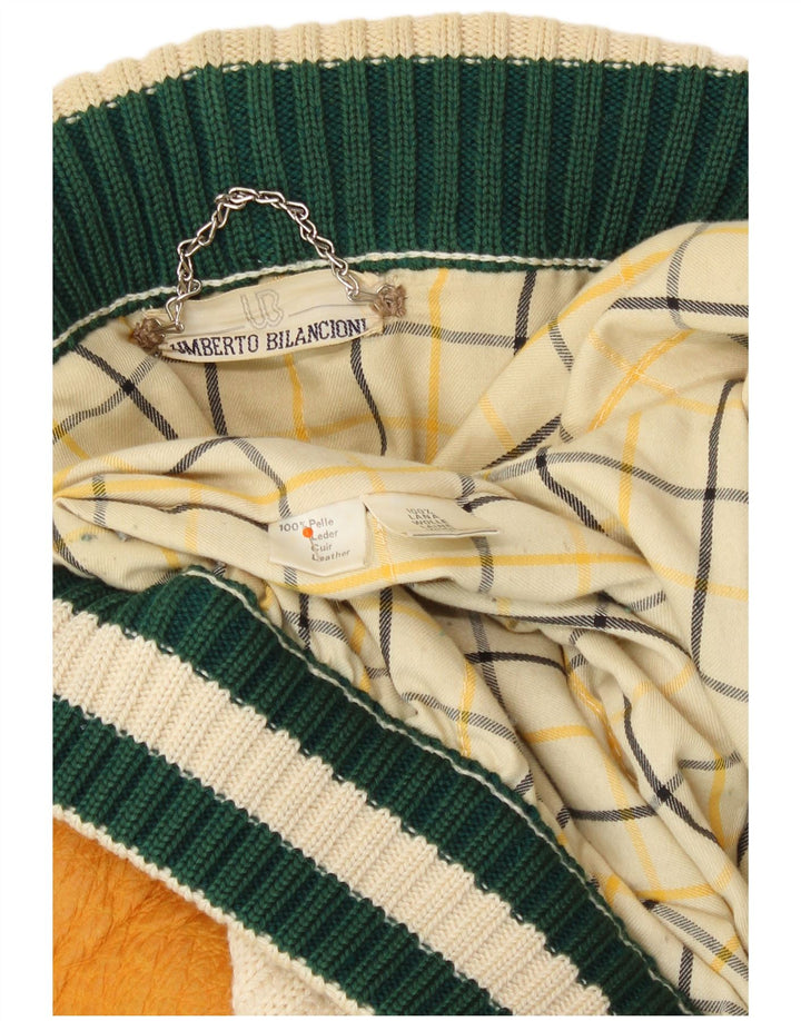 Umberto Bilancioni Veste Homme UK 40 Grand Cuir Colorblock Jaune