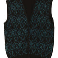 vintage Mens Cardigan sans manches Pull Moyen Noir Géométrique
