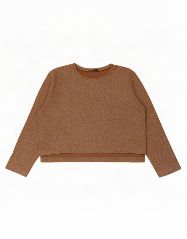 Zara Femme Crop Top Manches Longues UK 18 XL Beige
