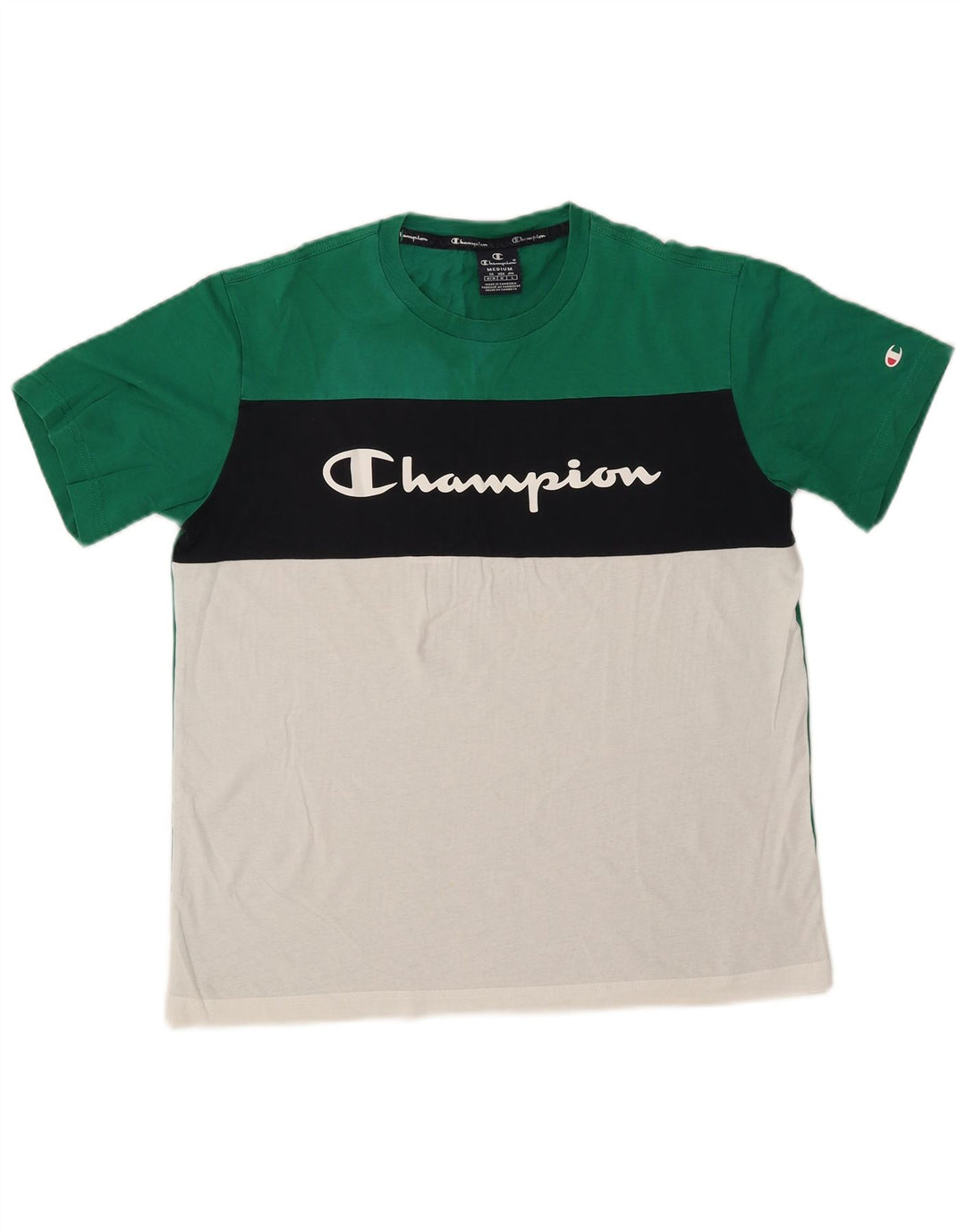 Champion T-Shirt Graphique Homme Blanc Moyen Colourblock