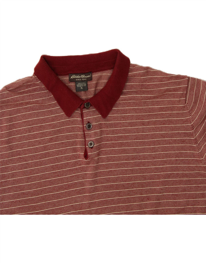 EDDIE BAUER Mens Polo Shirt XL Red Striped Cotton Vintage Eddie Bauer and Second-Hand Eddie Bauer from Messina Hembry 