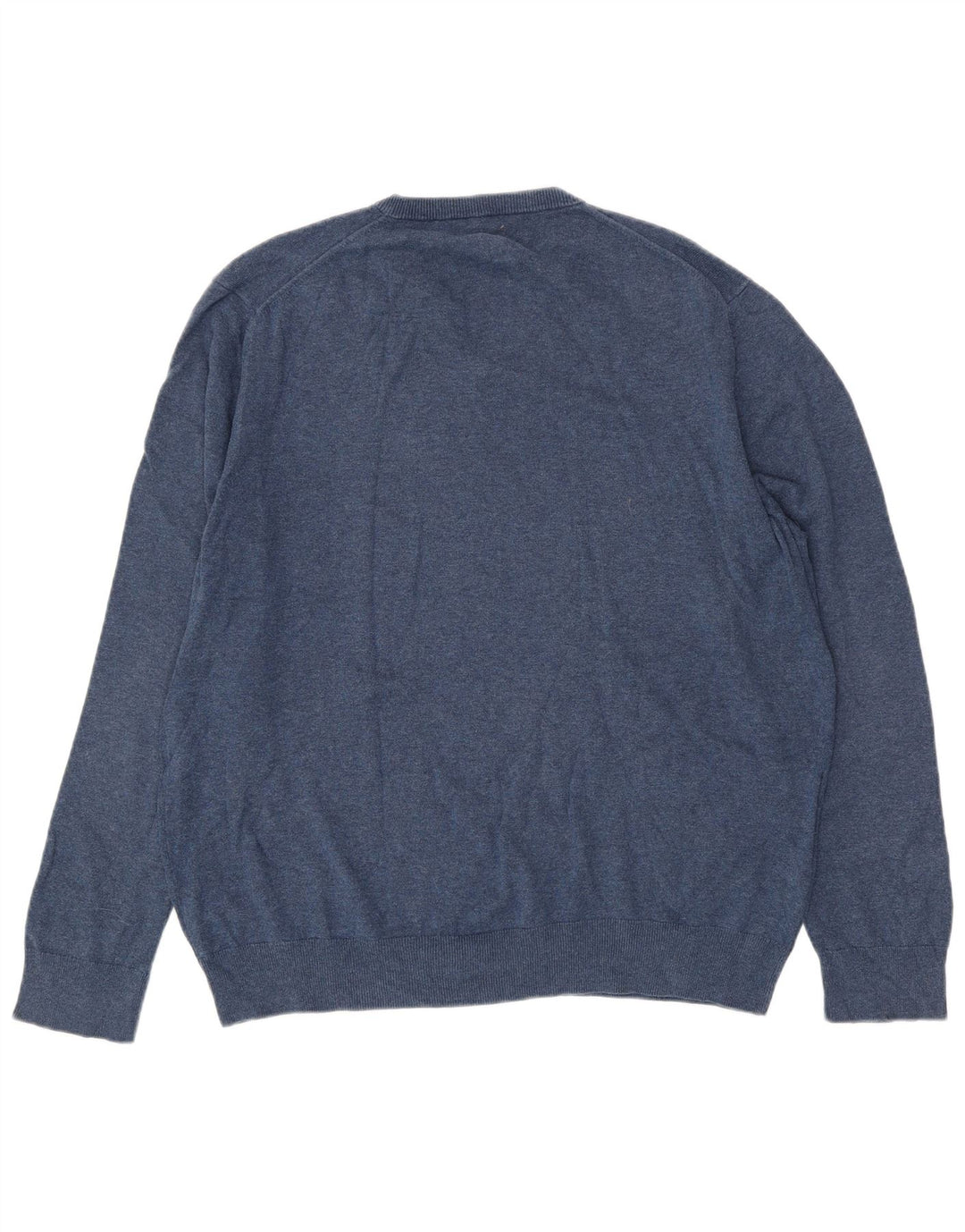MARKS & SPENCER Mens V-Neck Jumper Sweater 2XL Blue Cotton