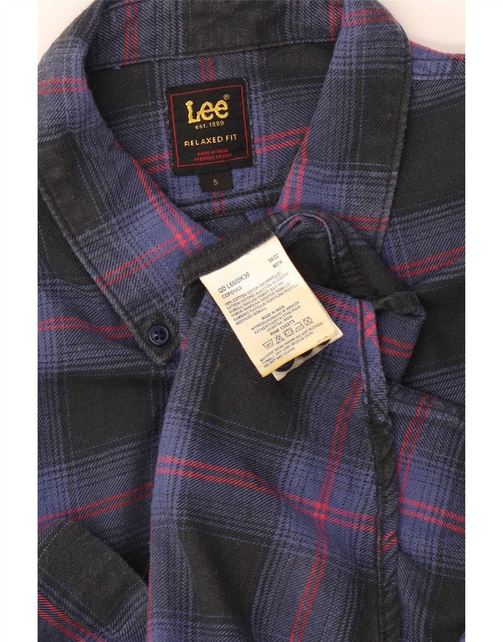 Lee Chemise en flanelle coupe décontractée pour homme, petit carreaux en coton bleu marine