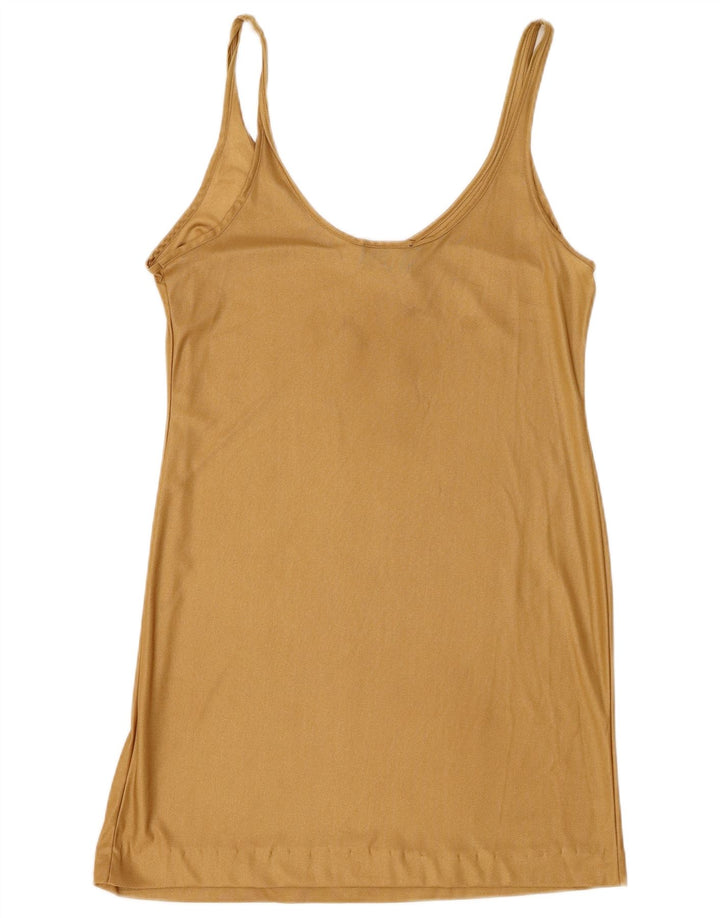 Les Copains Femme Blue Eagle Slip Dress UK 12 Medium Gold