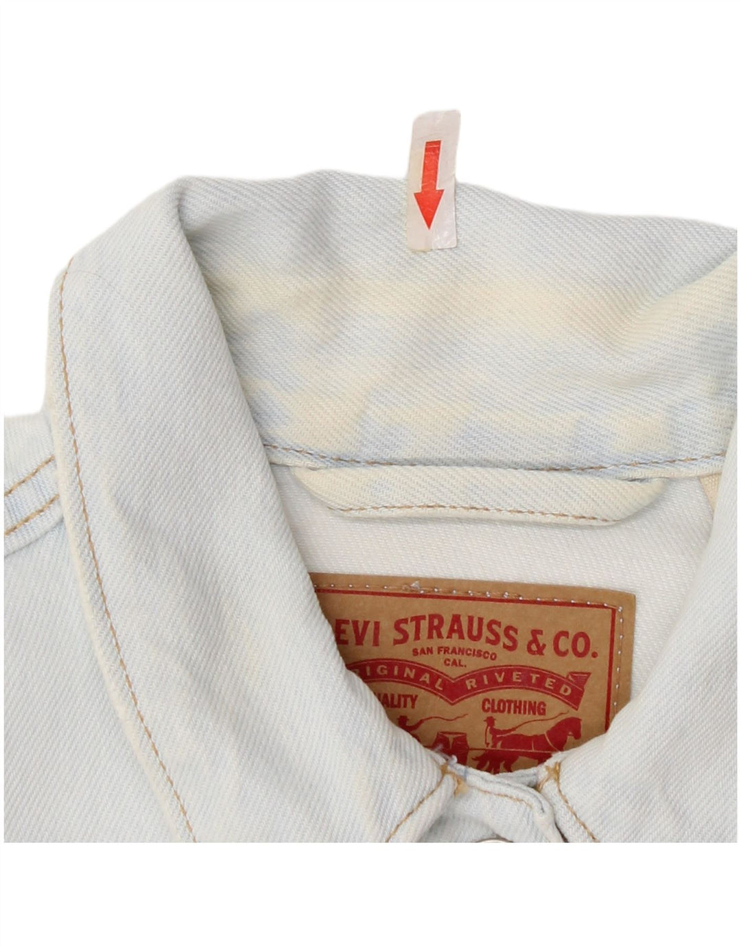 Levi's Veste en Jean Crop Femme UK 12 Bleu Moyen Coton