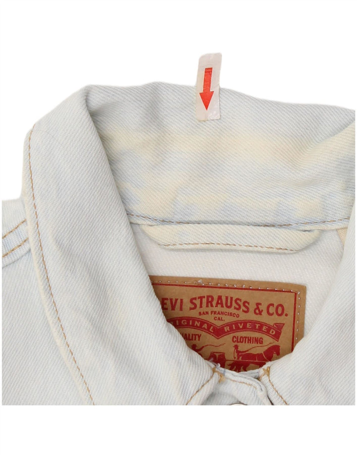 Levi's Veste en Jean Crop Femme UK 12 Bleu Moyen Coton