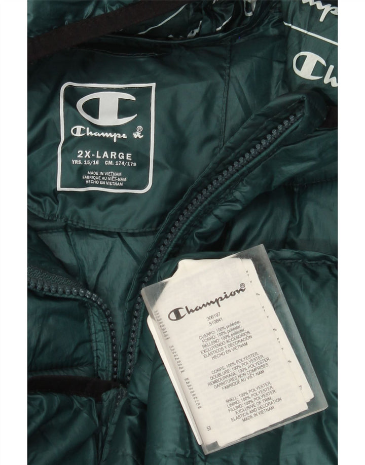 Champion Veste matelassée à capuche pour garçon 15-16 ans 2XL Vert Polyester