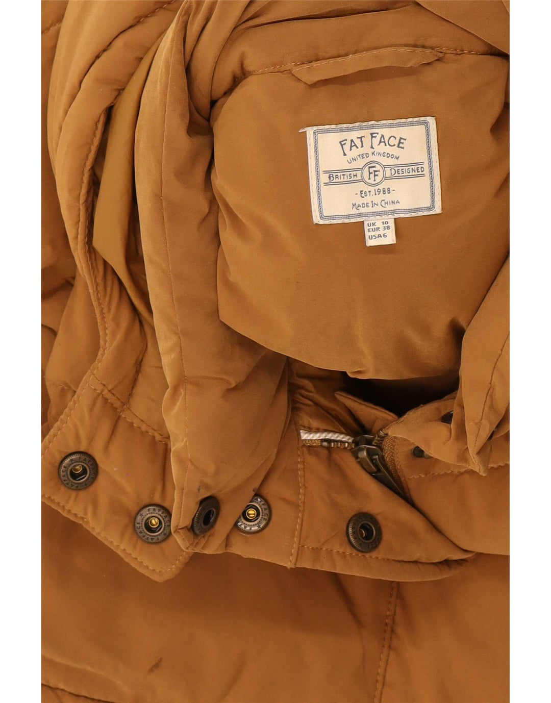 Fat Face Gilet rembourré surdimensionné à capuche pour femme UK 10 Petit Polyester Beige