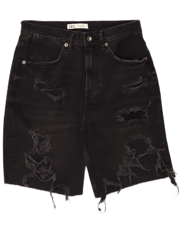 Zara Short en jean vieilli pour homme EU 38 Small W30 Noir
