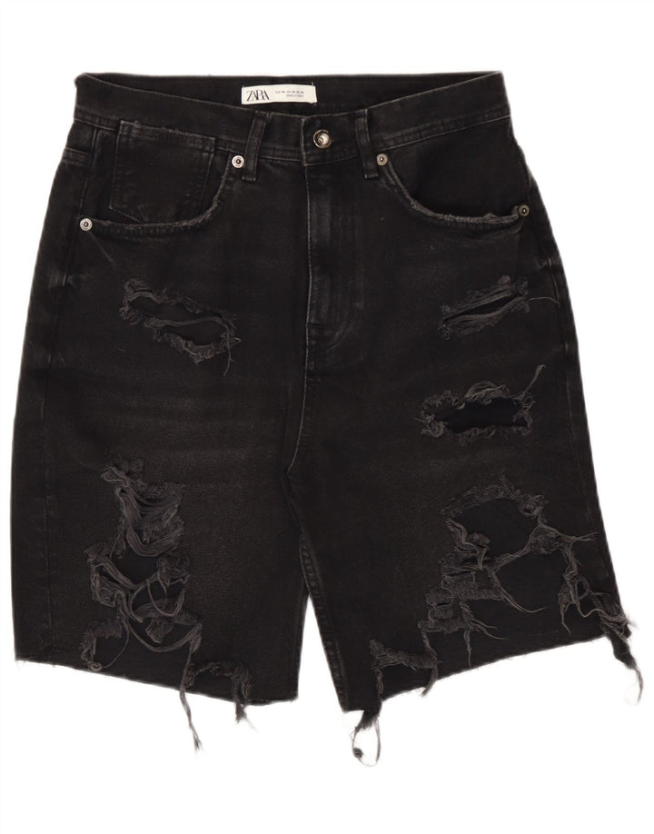 Zara Short en jean vieilli pour homme EU 38 Small W30 Noir