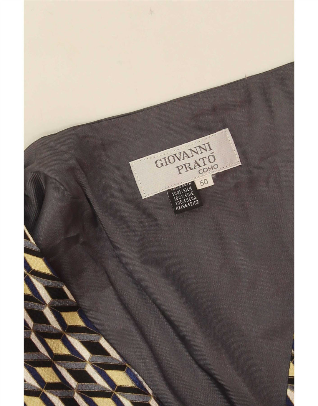gilet homme vintage IT 50 Soie géométrique gris moyen