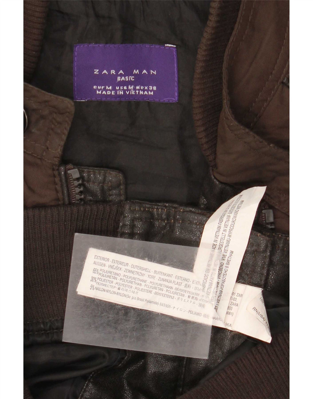 Zara Veste en simili cuir pour homme UK 38 Polyuréthane marron moyen