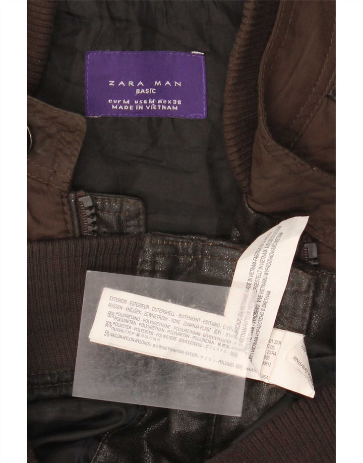Zara Veste en simili cuir pour homme UK 38 Polyuréthane marron moyen