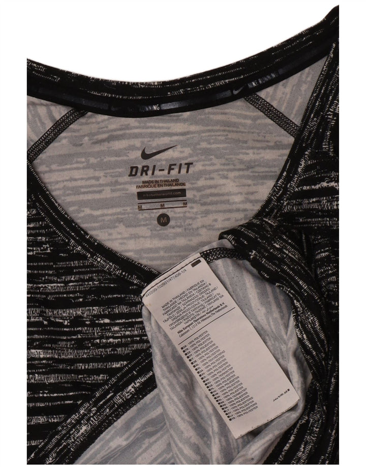 Nike T-shirt Dri Fit pour femme UK 12 Polyester moucheté noir moyen