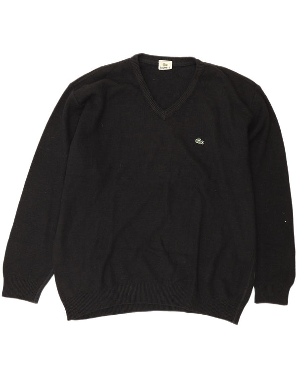 Lacoste Pull col V pour homme Taille 6 XL Laine noire
