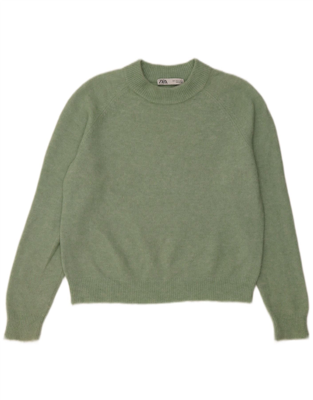 Zara Pull surdimensionné à col rond pour femme UK 10 Petit Vert