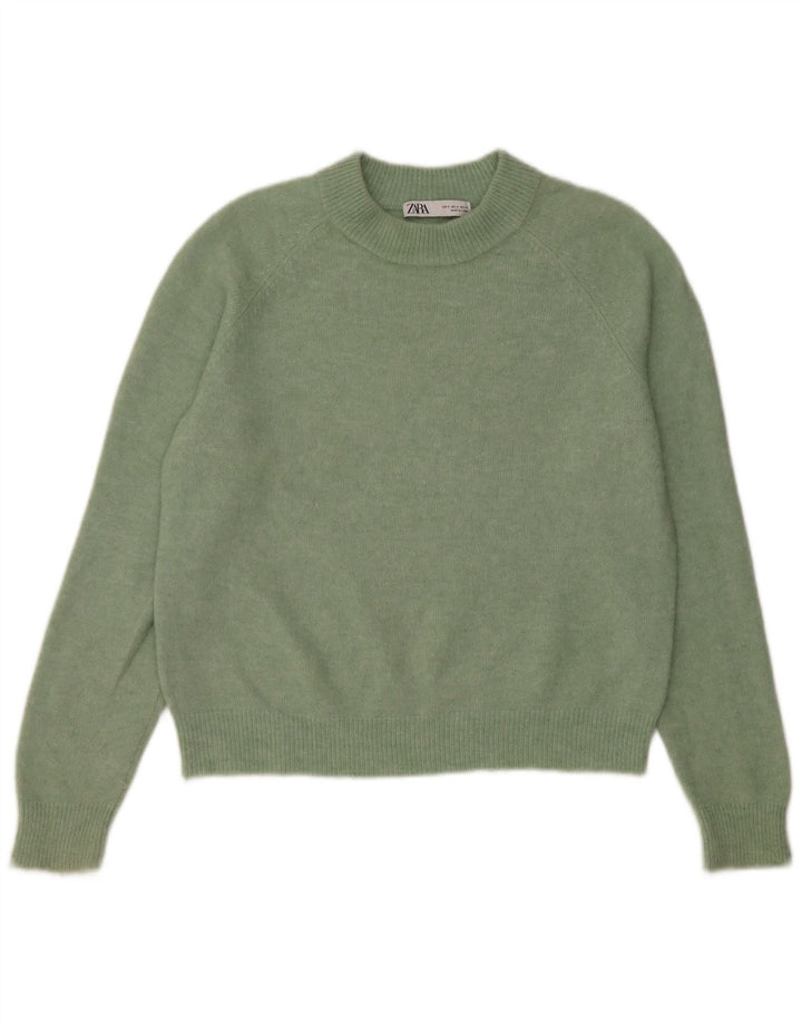 Zara Pull surdimensionné à col rond pour femme UK 10 Petit Vert