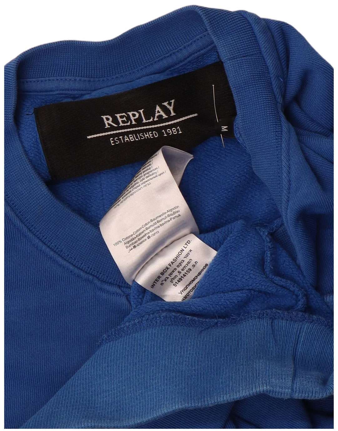 Replay Sweat-Shirt Graphique Homme Bleu Moyen Coton