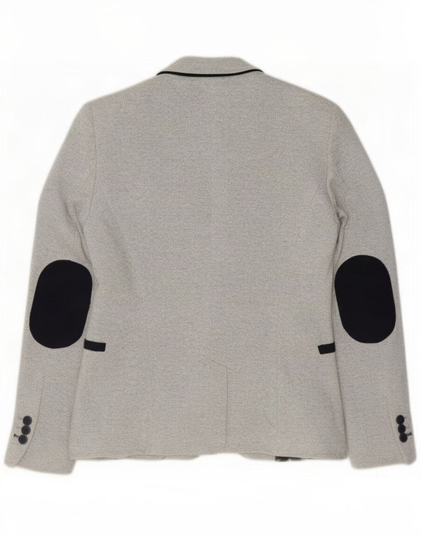 Zara Veste Blazer 1 Bouton Femme UK 10 Petit Gris Polyester