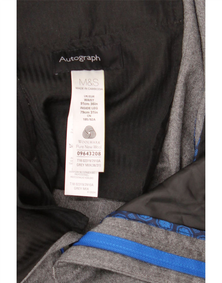 MARKS & SPENCER Pantalon de Costume Autograph Homme W36 L31 Gris Chevrons