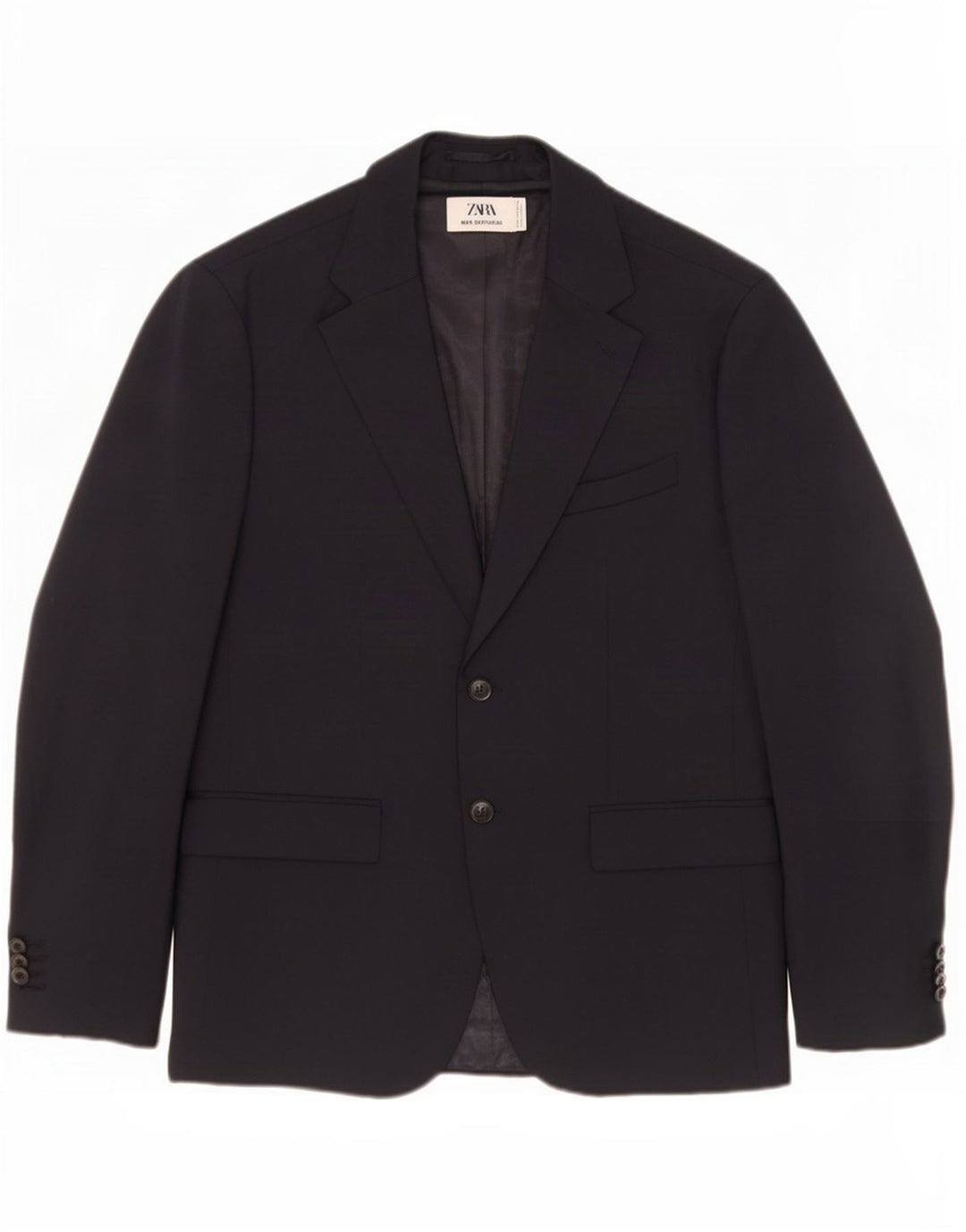 Zara Veste Blazer Sartorial 2 Boutons Homme EU 50 Bleu Marine Moyen Polyester