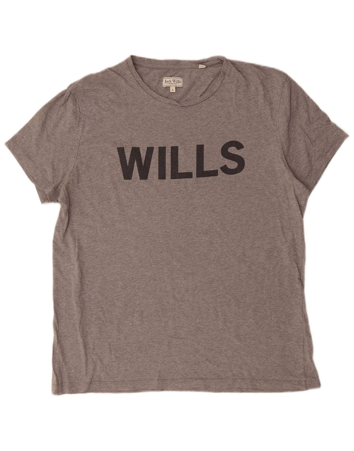Jack Wills T-shirt graphique pour hommes, grand, gris, coton