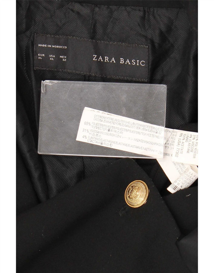 Zara Veste Blazer 1 Bouton Femme UK 18 XL Noir Polyester