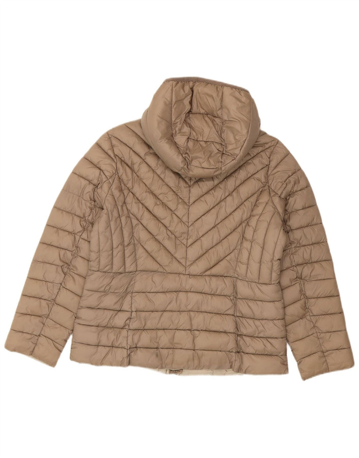 Michael Kors Veste matelassée à capuche pour femme UK 16 Large Marron Nylon