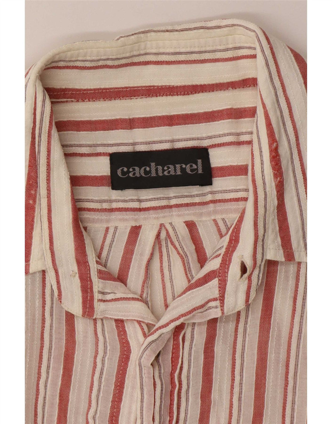 Cacharel Chemise à Manches Courtes Homme Large Rayé Blanc