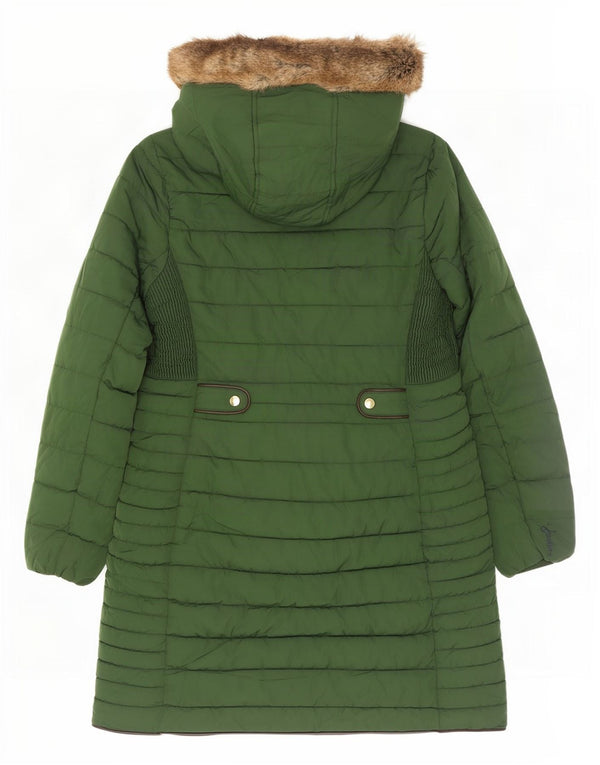 Joules Manteau matelassé à capuche pour femme UK 12 Vert moyen Polyester