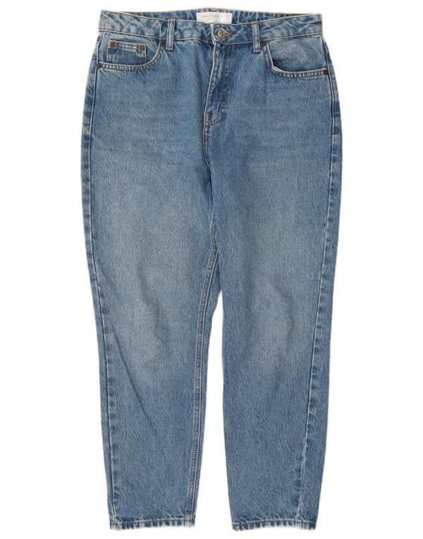 Topshop Jean Mom Taille Haute Fuselé Femme W30 L28 Bleu Polyester