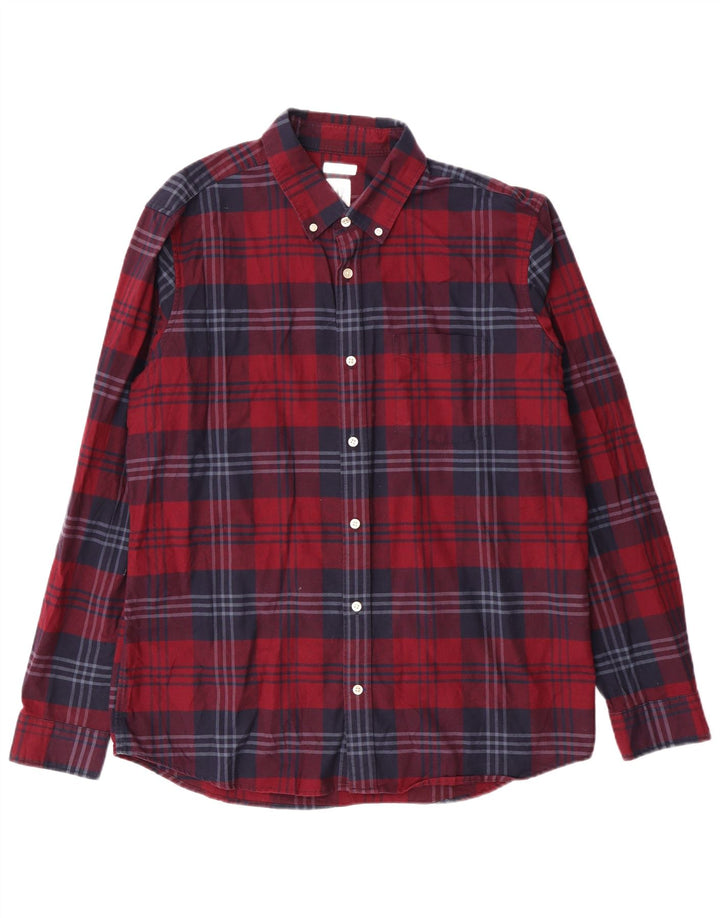 Gap Chemise en flanelle pour homme, coupe standard, grand carreaux rouges en coton
