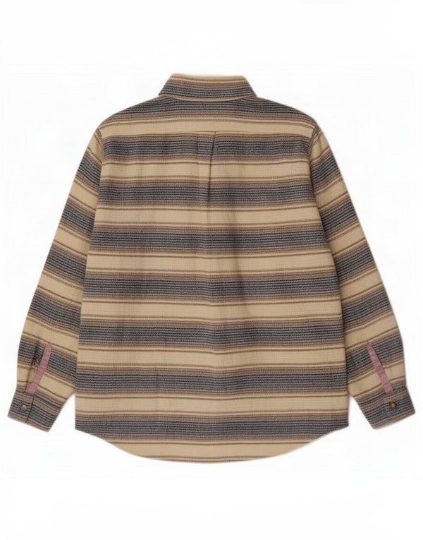 Benetton Chemise Ample En Flanelle Petit Rayé Beige Acrylique