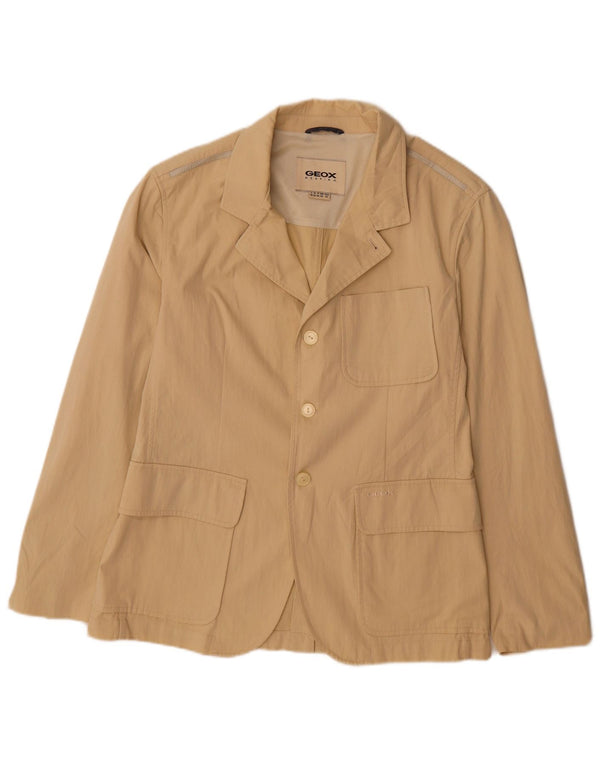 Geox Veste blazer Respira 3 boutons pour homme UK 40 Large Beige Coton