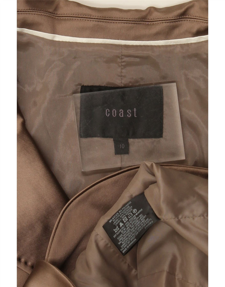 Coast Veste Blazer à 3 Boutons pour Femme à Manches 3/4 UK 10 Petit Acétate Marron
