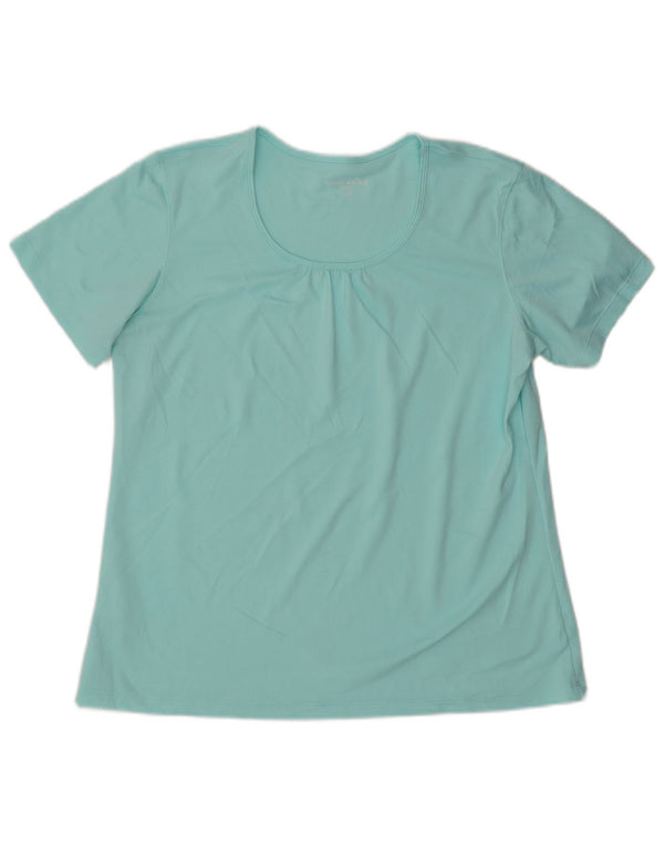 EDDIE BAUER T-Shirt Femme Top UK 18 XL Bleu Polyester