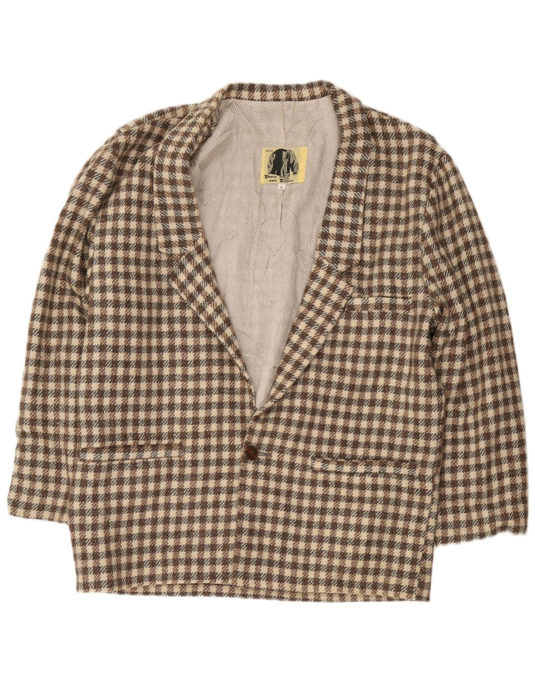 Moda Dossier Veste Blazer 1 Bouton pour Homme UK 36 Petit Carreau Marron