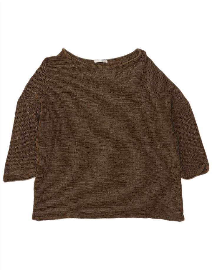 Zara Femme Haut Oversize Manches 3/4 UK 14 Medium Kaki Viscose