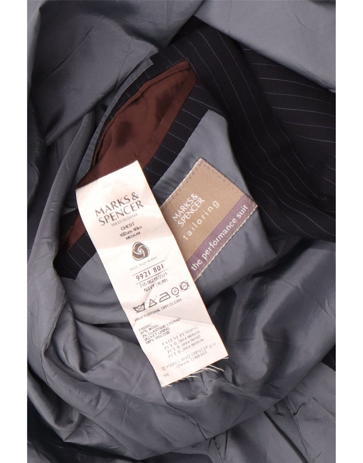 Marks & Spencer Veste blazer pour femme UK 40 Bleu marine moyen à fines rayures