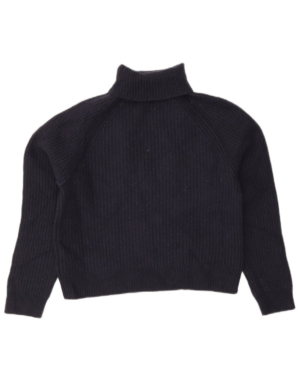 Jigsaw Pull court à col roulé pour femme UK 6 XS Bleu marine en laine