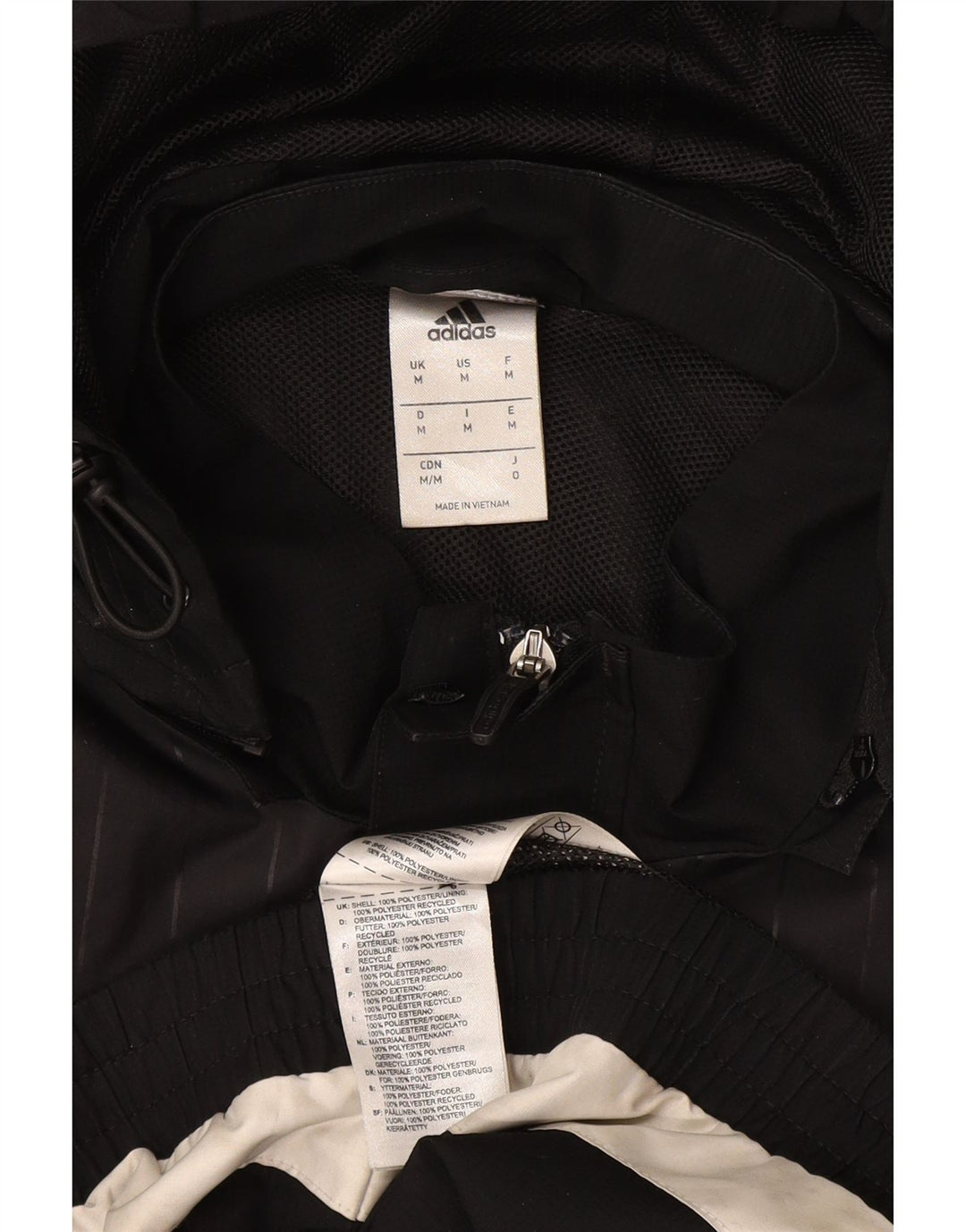 ADIDAS Veste de pluie à capuche pour homme UK 38 Medium Noir Colourblock Polyester