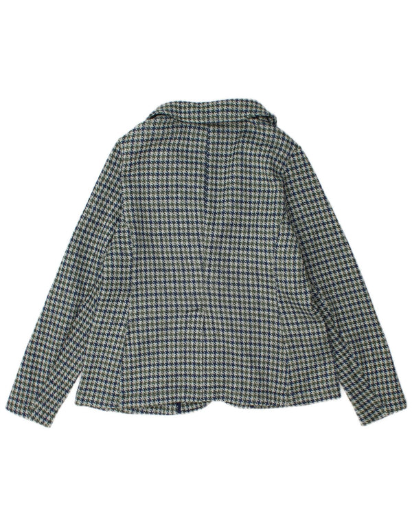 Lands End Veste Blazer 1 Bouton pour Femme UK 10 Petit Pied-de-Poule Bleu
