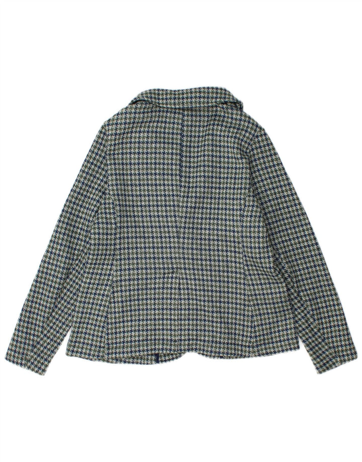 Lands End Veste Blazer 1 Bouton pour Femme UK 10 Petit Pied-de-Poule Bleu