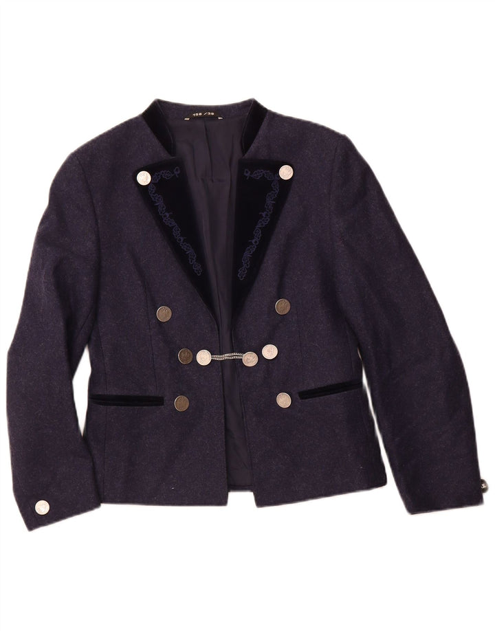 VINTAGE Veste Blazer Femme IT 38 XS Bleu Marine Colourblock