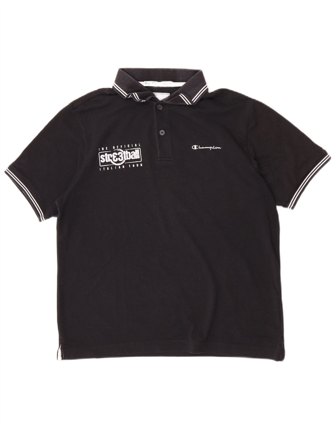 Champion Polo Graphique Easy Fit Homme Coton Noir Moyen